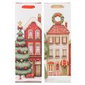 Sac cadeau bouteille maison de Noël et sapin de Noël 36 cm 2 pièces | Floristik24.be