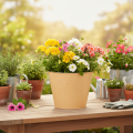 Pot de fleurs en métal, orange pastel, Ø20cm H16cm | Floristik24.be