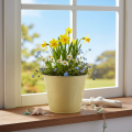 Pot de fleurs en métal, jaune pastel, Ø16cm H14cm | Floristik24.be