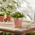 Pot de fleurs/jardinière en métal, Ø 13 cm H 12 cm, lot de 4 | Floristik24.be