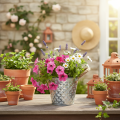 Pot en zinc avec anses en corde Ø14,5 cm H13 cm | Floristik24.be