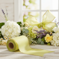 Ruban moiré pour couronne, 150 mm, 25 m, vert clair bordé d'or, pour l'art floral et la décoration. | Floristik24.be