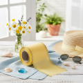 Ruban décoratif moiré jaune à bordure dorée, largeur 100 mm, longueur 25 m, pour la confection de couronnes, idéal pour l'art floral et la décoration. | Floristik24.be