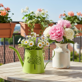 Arrosoir décoratif en métal, motif pissenlit, vert, 12 cm de haut, lot de 2, vase décoratif, style shabby chic | Floristik24.be