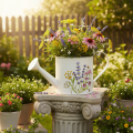 Arrosoir en métal blanc à motif floral, 13,5 cm, pot décoratif | Floristik24.be