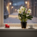 Rose de Noël artificielle, plante en pot, décoration de table, 34 cm | Floristik24.be