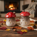 Figurine décorative de maison champignon avec phare et amanite tue-mouches, 10 cm, lot de 2 | Floristik24.be