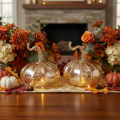 Décoration de table citrouille en verre, citrouille d'automne, verre et métal, 14 cm de haut, 2 pièces | Floristik24.be