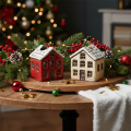 Bougeoir en céramique, maison décorative enneigée pour décoration de table, 7 cm, lot de 2 | Floristik24.be