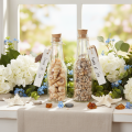 Bouteille décorative en verre avec coquillages et pendentif, décoration de table marine, 17 cm, 2 pièces | Floristik24.be