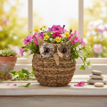 Panier décoratif en forme de hibou, tressé à la main, pour rebord de fenêtre, 18 cm | Floristik24.be