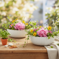 Bol rond côtelé blanc pour une décoration polyvalente, 15 cm, 2 pièces | Floristik24.be