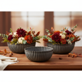 Bol côtelé, anthracite, bol décoratif, rond, 15 cm, 2 pièces | Floristik24.be
