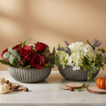 Bol rond rainuré, récipient décoratif pour compositions florales, 20 cm, lot de 2 | Floristik24.be