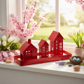 Porte-bougies chauffe-plat en métal rouge avec plateau 35 cm, lot de 1 | Floristik24.be