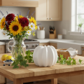 Vase en céramique en forme de citrouille, blanc, décoration intérieure, 15 cm | Floristik24.be