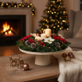 Assiette ronde décorative beige avec une base de 40 cm de haut | Floristik24.be