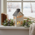Maison décorative en métal avec cheminée et fenêtre, 24 cm | Floristik24.be