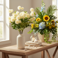 Chrysanthèmes artificiels, bouquet blanc crème, branche décorative, grande taille 56 cm, lot de 4 | Floristik24.be