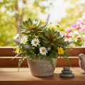 Plante grasse artificielle décorative, verte, 18 cm, lot de 3 | Floristik24.be
