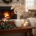 Branche de baies artificielles, décoration couleur champagne, 28 cm, lot de 3 | Floristik24.be