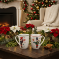 Mug de Noël décoré d'un casse-noisette et d'une canne de Noël, 10 cm, lot de 2 | Floristik24.be