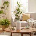 Lys artificiels, 6 fleurs blanches, branche fleurie réaliste, 66 cm | Floristik24.be