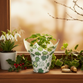 Pot de fleurs en papier à motif de trèfle, décoration de Nouvel An, 12 cm, lot de 12 | Floristik24.be