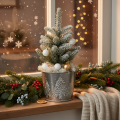 Pot de fleurs en métal avec sapins pailletés, 13 cm | Floristik24.be