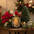 Porte-bougie chauffe-plat en verre avec branche de sapin d'hiver, 8 cm, lot de 2 | Floristik24.be