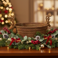 Bol décoratif ovale en forme de tête de renne, couleur rouille, style rustique, 41 cm | Floristik24.be