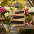 Boîte en bois avec tableau noir pour étiquetage, lot de 3, 36 cm | Floristik24.be