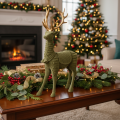 Figurine décorative de cerf debout, floquée avec des bois, 31 cm | Floristik24.be