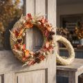 Couronne de paille florale pour décorations de porte créatives et saisonnières, 25/4 cm, lot de 2 | Floristik24.be