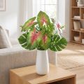 Caladium artificiel à six feuilles vert/rose, plante artificielle comme de vraies ! | Floristik24.be