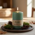 Bougie pilier PURE bougies Wenzel vert émeraude 90/60mm | Floristik24.be