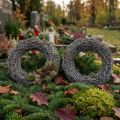 Couronne de branches Ø25cm Blanche, lot de 2 pièces, couronne commémorative, décoration de table, couronne de porte, couronne de l'Avent | Floristik24.be