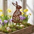 Piquet de jardin rouille lapin fleur motif décoration de jardin Pâques 9 × 15 cm | Floristik24.be
