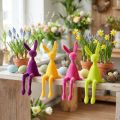 Lapins de Pâques décoratifs à poser sur une étagère, floqués de couleurs vives, 28 cm, lot de 4 | Floristik24.be