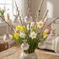 Lapins lapins décoratifs en bois à suspendre blanc naturel 5cm×12cm 6pcs | Floristik24.be