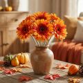 Fleur de Gerbera Artificielle, Gerbera Artificiel Orange Ø11cm L50cm | Floristik24.be