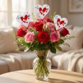 Bouchon fleur coeur blanc avec noeud 7cm 12 pcs | Floristik24.be