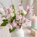 Pince décorative papillon en plumes rose et blanc 5 x 4,5 cm, lot de 4 | Floristik24.be