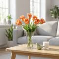Fleur artificielle, tulipe perroquet orange, fleur de printemps 63cm | Floristik24.be