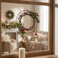 Décoration de Noël suspendue – Cercle en métal et bois étoilé Ø19cm | Floristik24.be