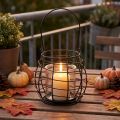 Lanterne de jardin avec poignée, noire, bougeoir en verre, Ø17cm, H15cm | Floristik24.be