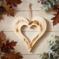 Coeur décoratif coeur décoratif en bois en coeur brûlé naturel 25x25cm | Floristik24.be