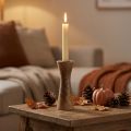 Bougeoir bâton bougeoir en bois naturel Ø6cm H20cm | Floristik24.be