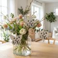 Déco à suspendre en bois Cœur Fleur Papillon Blanc et noir 9cm 3pcs | Floristik24.be