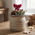 Pot en céramique vase décoratif gris métallisé marron 14×14cm | Floristik24.be